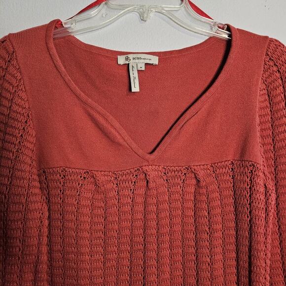 BCBGeneration Pullover Sweater Pouch Pocket Long Sleeve Rust Color Size M - Picture 2 of 10